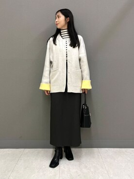 「アイテム（ノーカラーコート）」を使った、rioさん（レディース・160cm）の秋コーディネート