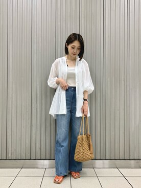 「RODE SKO（ロデスコ）のMARIA タッセルペーパーショルダー（ショルダーバッグ）」を使った、rioさん（レディース・160cm）の夏コーディネート