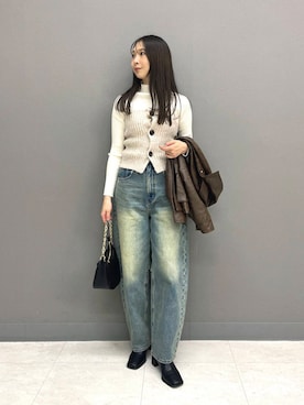 「アイテム（カバーオール）」を使った、rioさん（レディース・160cm）の秋コーディネート