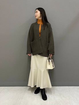 「アイテム（ノーカラーコート）」を使った、rioさん（レディース・160cm）の秋コーディネート