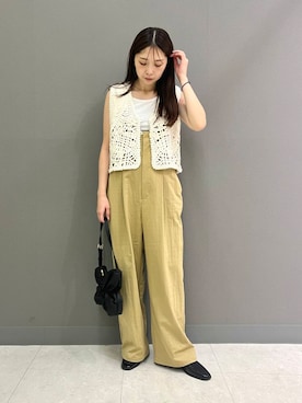 「アイテム（オールインワン・サロペット、ベージュ系）」を使った、rioさん（レディース・160cm）の夏コーディネート