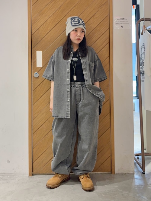 FACE LABEL LIGHT DENIM S/S SHIRT（シャツ/ブラウス）｜X-girl