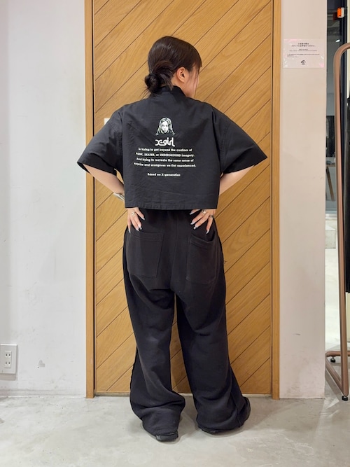 X-girl ブラウス シャツ FACE OPEN COLLAR CROPPED SHIRT