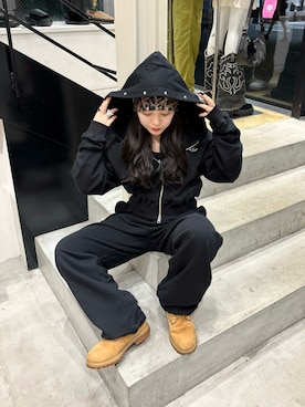 「アイテム（ニットキャップ/ビーニー）」を使った、Fukuo Yuukaさん（レディース・145cm）の秋コーディネート