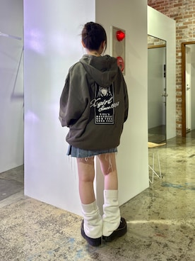 「アイテム（デニムスカート）」を使った、Fukuo Yuukaさん（レディース・145cm）の夏コーディネート