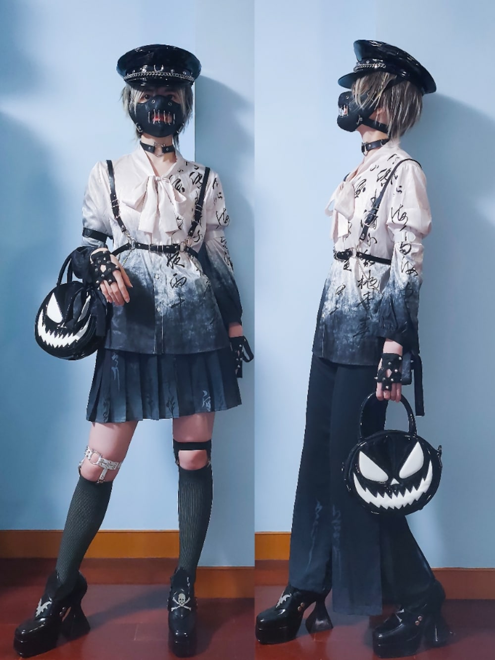 「DEMONIAのcoffin heels（パンプス、ブラック系）」を使った、步同さん（レディース・162cm）の秋コーディネートの1枚目の写真