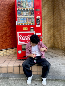 「UNIQLO（ユニクロ）のアイテム（タンクトップ、ホワイト系）」を使った、キワムさん（メンズ・172cm）の夏コーディネート