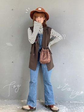 「Discoat」｜「アイテム（オールインワン・サロペット）」を使った、beary_rabbitさん（レディース・156cm）の秋コーディネート