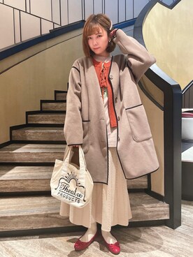 「niko and...（ニコアンド）のアイテム（ノーカラーコート）」を使った、beary_rabbitさん（レディース・156cm）の冬コーディネート