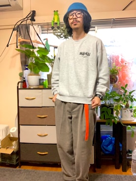 「WEGO（ウィゴー）のアイテム（スウェット）」を使った、さるさん（メンズ・170cm）の冬コーディネート