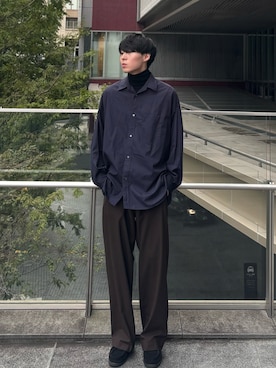 「アイテム（スラックス）」を使った、N.さん（メンズ・185cm）の秋コーディネート