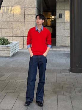 「アイテム（ニット/セーター）」を使った、N.さん（メンズ・185cm）の冬コーディネート