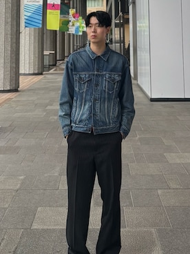 「アイテム（デニムジャケット）」を使った、N.さん（メンズ・185cm）の春コーディネート
