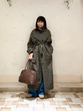 「アイテム（ステンカラーコート）」を使った、ranranさん（レディース・163cm）の秋コーディネート