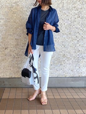 「アイテム（タンクトップ、グレー系）」を使った、ranranさん（レディース・163cm）の夏コーディネート