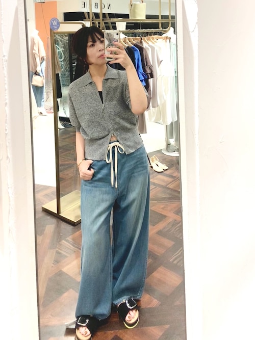 パーカー 「抜け感」セミシアーZIPポロニット レディース 抜け感】セミシアーZIPポロニット（パーカー）｜RIVE DROITE