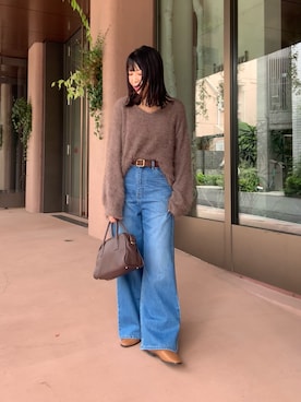 「RIVE DROITE（リヴドロワ）のレザービットローファー（ローファー）」を使った、ranranさん（レディース・163cm）の秋コーディネート