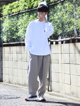 「U.S. POLO ASSN.（ユーエスポロアッスン）のU.S. POLO ASSN. /ユーエスポロアッスン 別注ワンポイント刺繍 ビッグシルエット長袖カットソー（Tシャツ/カットソー）」を使った、Mottyさん（メンズ・167cm）の夏コーディネート