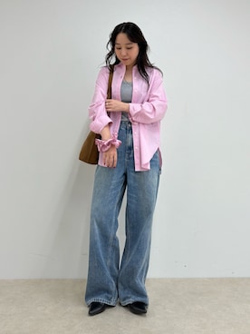 「ストライプシャツ」｜「アイテム（タンクトップ）」を使った、ひかりさん（レディース・156cm）の夏コーディネート
