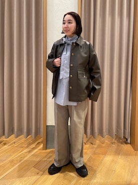「ボウタイブラウス」｜「アイテム（ブルゾン）」を使った、ひかりさん（レディース・156cm）の冬コーディネート