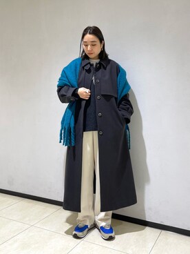 「グレーコーデ」｜「アイテム（ステンカラーコート）」を使った、ひかりさん（レディース・156cm）の秋コーディネート