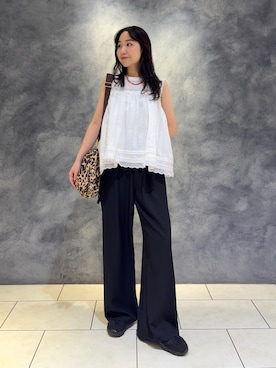 「ノースリーブニット」｜ひかりさん（レディース・156cm）の夏コーディネート