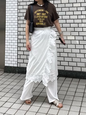 「レーススカート」｜ひかりさん（レディース・156cm）の夏コーディネート