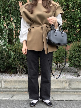 「FRAMeWORK（フレームワーク）のPORSELLI バレーシューズ◆（バレエシューズ）」を使った、コマさんさん（レディース・154cm）の秋コーディネート