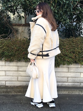 「GRL（グレイル）のアイテム（ブルゾン）」を使った、コマさんさん（レディース・154cm）の冬コーディネート