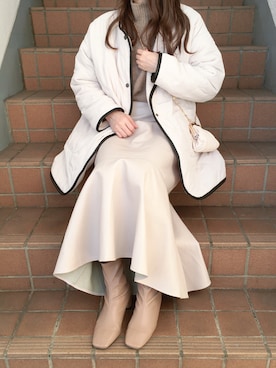 「アイテム（その他アウター、ホワイト系）」を使った、コマさんさん（レディース・154cm）の冬コーディネート