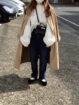 「DHOLIC STYLE（ディーホリックスタイル）のアイテム（ステンカラーコート）」を使った、コマさんさん（レディース・154cm）の春コーディネート