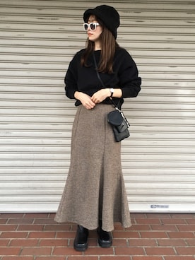 「GRL（グレイル）のアイテム（ハット）」を使った、コマさんさん（レディース・154cm）の秋コーディネート