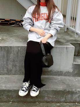 「GRL（グレイル）のリブニットロングスカート（スカート）」を使った、コマさんさん（レディース・154cm）の秋コーディネート