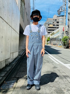 「アイテム（サロペット/オーバーオール）」を使った、sakuさん（メンズ・168cm）の夏コーディネート