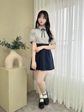 「アイテム（ポロシャツ）」を使った、F i.n.tさん（レディース・157cm）の夏コーディネート