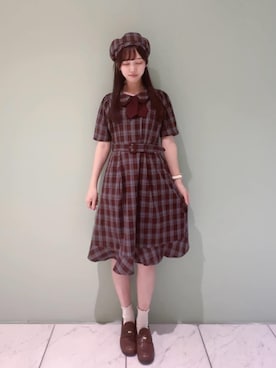 「アイテム（ハンチング/ベレー帽）」を使った、F i.n.tさん（レディース・156cm）の秋コーディネート