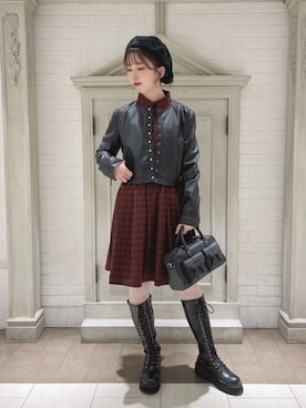 「レザー」｜「アイテム（シャツワンピース）」を使った、F i.n.tさん（レディース・160cm）の秋コーディネート