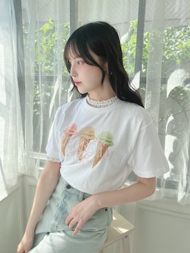 「アイテム（バレエシューズ）」を使った、F i.n.tさん（レディース・157cm）の夏コーディネート