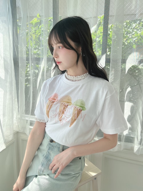 トリプルアイスクリームプリントTシャツ/SweetsCollection（Tシャツ