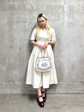 「刺繍」｜「アイテム（ワンピース）」を使った、F i.n.tさん（レディース・153cm）の夏コーディネート