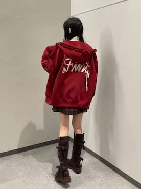 「アイテム（パーカー）」を使った、F i.n.tさん（レディース・159cm）の秋コーディネート