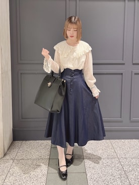 「アイテム（デニムスカート）」を使った、F i.n.tさん（レディース・160cm）の秋コーディネート