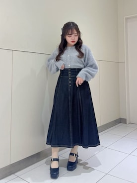 「アイテム（デニムスカート）」を使った、F i.n.tさん（レディース・149cm）の秋コーディネート