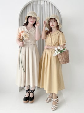 「an another angelus（アンアナザーアンジェラス）のクロスストラップ厚底パンプス（パンプス、ブラック系）」を使った、F i.n.tさん（レディース・158cm）の春コーディネート
