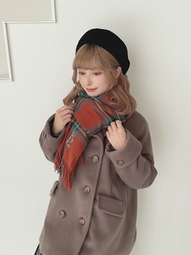 「アイテム（ストール/ショール）」を使った、F i.n.tさん（レディース・152cm）の秋コーディネート