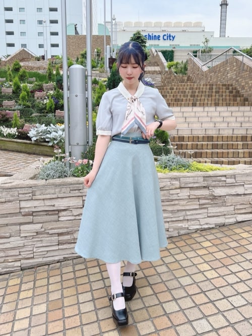 ロゴラインスカーフ付き5分袖シャツ 夏服（シャツ/ブラウス