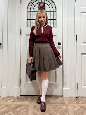 「アイテム（ローファー）」を使った、F i.n.tさん（レディース・155cm）の秋コーディネート