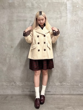 「アイテム（ピーコート）」を使った、F i.n.tさん（レディース・153cm）の秋コーディネート