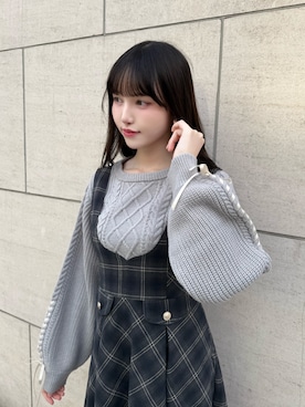 「アイテム（ジャンパースカート）」を使った、F i.n.tさん（レディース・157cm）の冬コーディネート