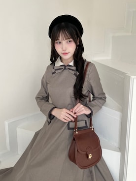 「アイテム（ハンチング/ベレー帽）」を使った、F i.n.tさん（レディース・157cm）の秋コーディネート